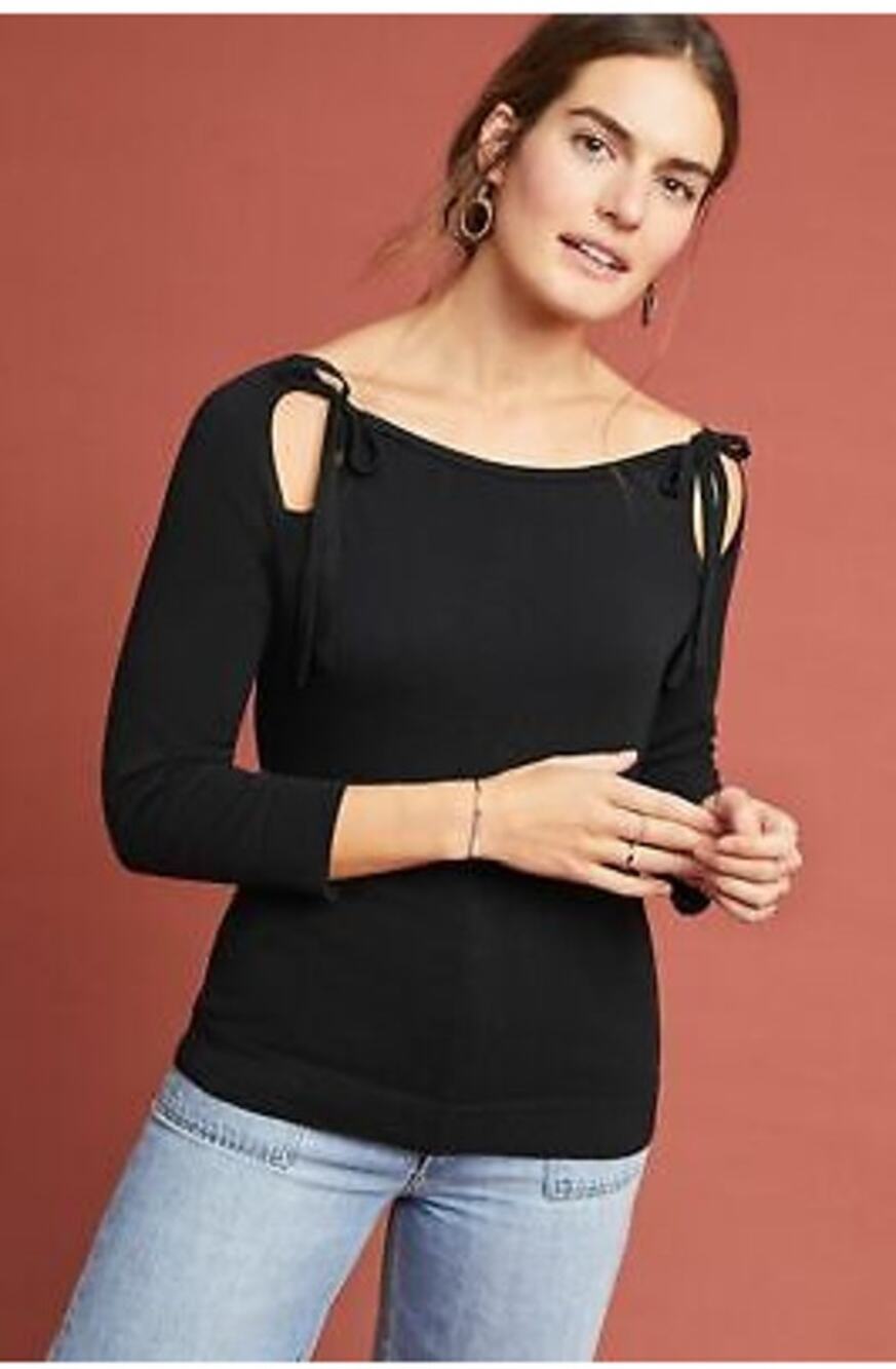 Anthropologie Siobhan Pullover Black Sweater XXS Romantic